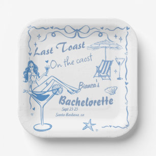 Handgezeichneter letzter Toast an der Küste Bachel Pappteller