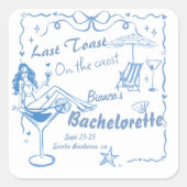 Handgezeichneter letzter Toast an der Küste Bachel Quadratischer Aufkleber (Vorderseite)