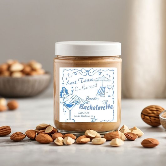 Handgezeichneter letzter Toast an der Küste Bachel Quadratischer Aufkleber