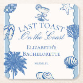 Handgezeichneter letzter Toast an der Küste Bachel Rechteckiger Pappuntersetzer (Vorderseite)