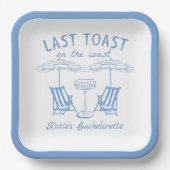 Handgezeichneter letzter Toast Coast Blue Junggese Pappteller (Vorderseite)