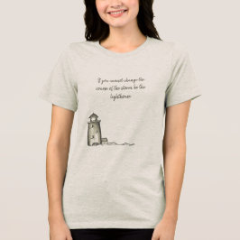 Handgezeichneter Leuchtturm mit Felsen friedliche Tri-Blend Shirt