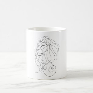 Handgezeichneter Löwe - Minimalistische Linienkuns Kaffeetasse
