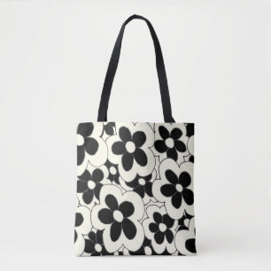 Handgezeichneter lustiger Blume Schwarz-weiß Tasche