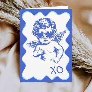Handgezeichneter lustiger romantischer Cupido XO V Feiertagskarte