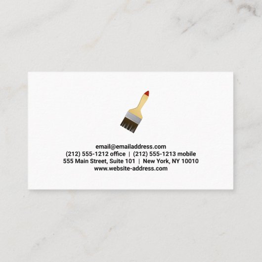 Handgezeichneter Maler mit Werkzeugen | Paint Roll Visitenkarte (Rückseite)