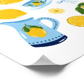Handgezeichneter mediterraner Zitronen-Collage-Kun Poster (Ecke)