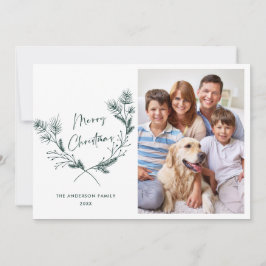 Handgezeichneter Minimalistischer Weihnachtskranz Feiertagskarte