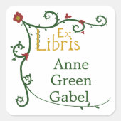 Handgezeichneter mittelalterlicher Ex-Libris-Stemp Quadratischer Aufkleber (Vorderseite)