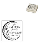 Handgezeichneter Mond Rücksendeadresse für Familie Gummistempel (Stempel)