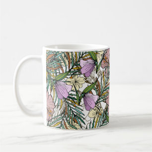 Handgezeichneter nahtloser Hintergrund mit Palm-Bl Kaffeetasse
