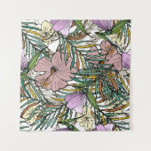 Handgezeichneter nahtloser Hintergrund mit Palm-Bl Wandteppich (Vorderseite (Horizontal))