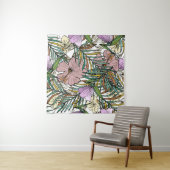 Handgezeichneter nahtloser Hintergrund mit Palm-Bl Wandteppich (Beispiel (Horizontal))