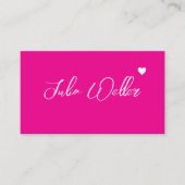 Handgezeichneter Name mit heiß rosa Herz Visitenkarte (Vorderseite)