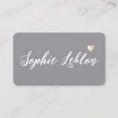 Handgezeichneter Name mit Herzgrau Visitenkarte (Vorderseite)