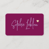 Handgezeichneter Name mit Herzweinfarbe Visitenkarte (Vorderseite)