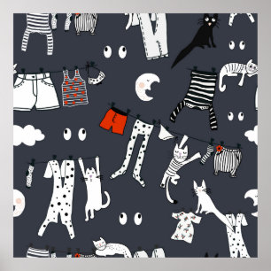 Handgezeichneter niedlicher Cartoon nahtloser Must Poster