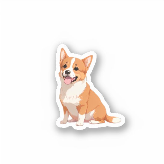 Handgezeichneter Niedlicher Corgi-Sticker Aufkleber (Vorderseite)