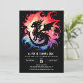 Handgezeichneter Niedlicher Drache Geburtstagsfeie Einladung (Stehend Vorderseite)