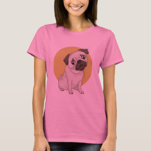 Handgezeichneter Niedlicher Mops T - Shirt von Fra