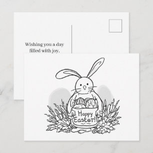 Handgezeichneter Osterhase Färbungsstil Frühling Postkarte