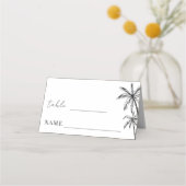 Handgezeichneter Palm Tree Boho Beach Hochzeitstis Platzkarte (Vorderseite)