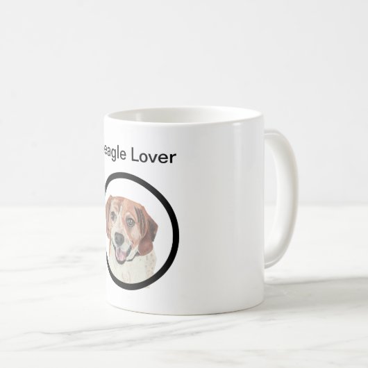 Handgezeichneter Pastel Beagle Hund Lover Tasse (VorderseiteRechts)
