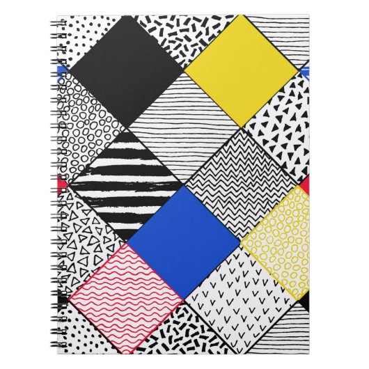 Handgezeichneter Patchwork-Hintergrund. Childisch Notizblock (Vorderseite)