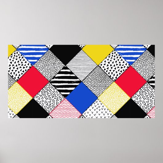 Handgezeichneter Patchwork-Hintergrund. Childisch  Poster (Vorne)