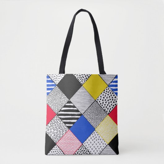 Handgezeichneter Patchwork-Hintergrund. Childisch Tasche (Vorderseite)