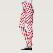 Handgezeichneter Peppermint Stripe Klassischer Spa Leggings (Links)