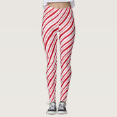 Handgezeichneter Peppermint Stripe Klassischer Spa Leggings (Vorderseite)