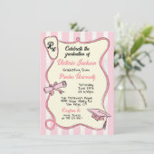 Handgezeichneter Pink-Abschluss Einladung (Stehend Vorderseite)