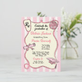 Handgezeichneter Pink Medical Disco Ball Abschluss Einladung (Stehend Vorderseite)