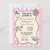 Handgezeichneter Pink Medical Disco Ball Abschluss Einladung (Vorderseite)