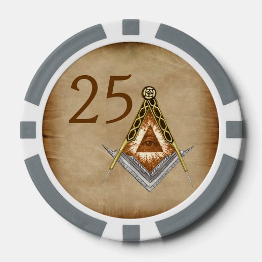 Handgezeichneter Platz und Kompass mit allen Augen Pokerchips (Vorderseite)