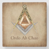 Handgezeichneter Platz und Kompass mit allen Augen Steinuntersetzer (Vorderseite)