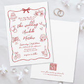 Handgezeichneter QR Code Red Whimsical Wedding Einladung