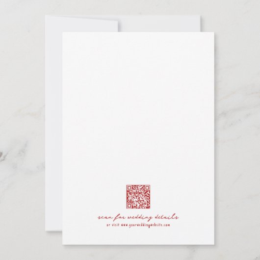 Handgezeichneter QR Code Red Whimsical Wedding Einladung (Rückseite)