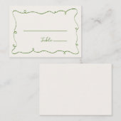 Handgezeichneter Rahmen für die Schnürung grün Platzkarte (Vorne/Hinten)