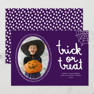 Handgezeichneter Rahmen Trick-or-Treat Halloween-F Karte