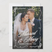 Handgezeichneter Rahmen Verheiratet Merry Newlywed Feiertagskarte (Vorderseite)