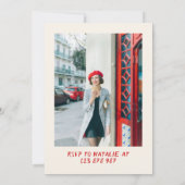 Handgezeichneter Red Bow Martini 30. Foto Geburtst Einladung (Rückseite)