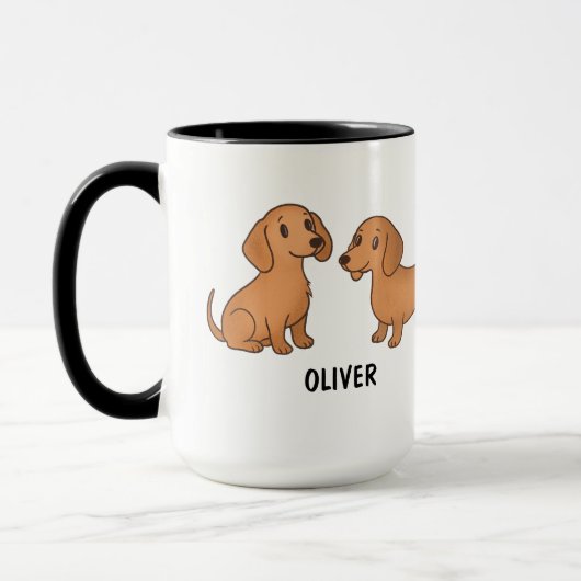 Handgezeichneter Red Dackel Dog Custom Niedlich Tasse (Links)