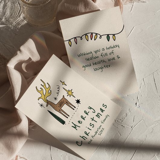 Handgezeichneter Rentier Frohe Weihnachten Non-Fot