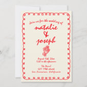 Handgezeichneter Retro einzigartiger Quirky in ein Einladung (Vorderseite)