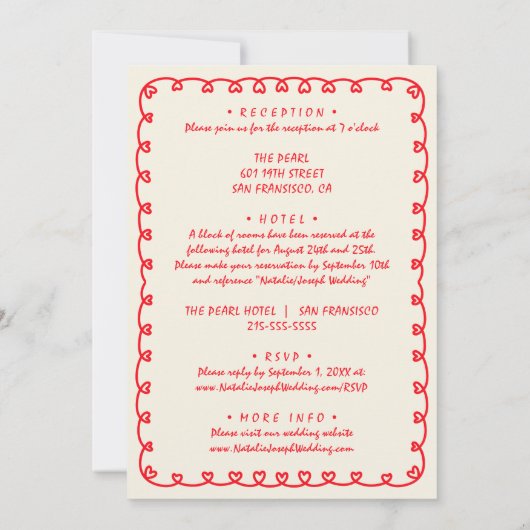 Handgezeichneter Retro einzigartiger Quirky in ein Einladung (Rückseite)