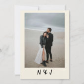 Handgezeichneter Retro Einzigartiges Foto Hochzeit Einladung (Rückseite)