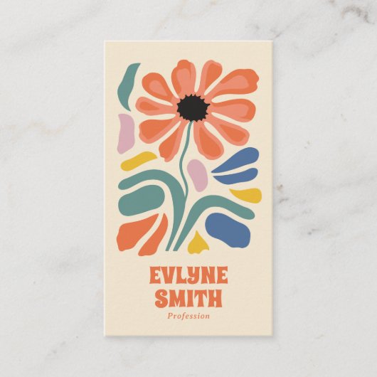 Handgezeichneter Retro farbiger QR Code Boho Chic Visitenkarte (Vorderseite)