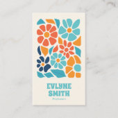 Handgezeichneter Retro farbiger QR Code Boho flora Visitenkarte (Vorderseite)